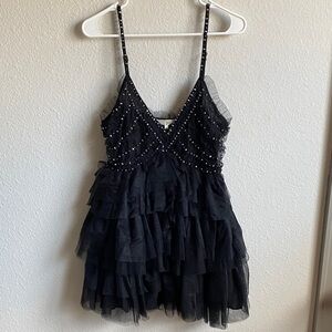 LoveShackFancy Black Ruffled Jude Dress